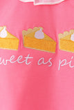 Pink sweet as pie embroidery ruffle bubble Aaria Tees