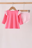 Pink sweet as pie embroidery ruffle bloomer set Aaria Tees