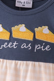 Navy sweet as pie embroidery gingham bubble Aaria Tees