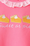 Pink sweet as pie embroidery ruffle pants set Aaria Tees