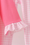 Pink sweet as pie embroidery ruffle pants set Aaria Tees