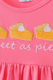 Pink sweet as pie embroidery ruffle dress Aaria Tees