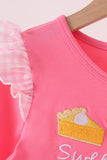 Pink sweet as pie embroidery ruffle dress Aaria Tees