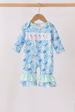 Blue goose bow embroidery ruffle romper - Aaria Tees Aaria Tees