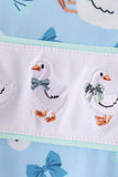 Blue goose bow embroidery ruffle romper - Aaria Tees Aaria Tees
