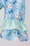 Blue goose bow embroidery ruffle romper - Aaria Tees Aaria Tees