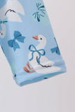 Blue goose bow embroidery ruffle romper - Aaria Tees Aaria Tees