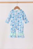 Blue goose bow embroidery ruffle romper - Aaria Tees Aaria Tees