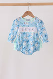 Blue goose bow embroidery ruffle bubble - Aaria Tees Aaria Tees
