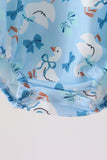 Blue goose bow embroidery ruffle bubble - Aaria Tees Aaria Tees