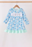 Blue goose bow embroidery ruffle dress - Aaria Tees Aaria Tees