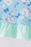 Blue goose bow embroidery ruffle dress - Aaria Tees Aaria Tees