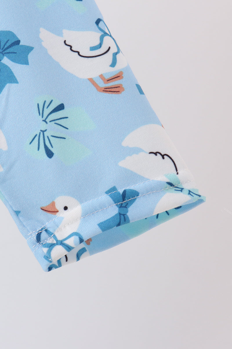 Blue goose bow embroidery ruffle dress - Aaria Tees Aaria Tees