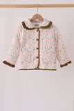 Sage floral ruffle jacket Aaria Tees