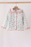 Blue hydrangea ruffle jacket Aaria Tees