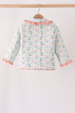 Blue hydrangea ruffle jacket Aaria Tees
