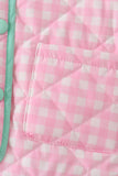 Pink hydrangea gingham ruffle jacket Aaria Tees