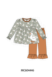 Grey goose applique ruffle pants set Aaria Tees