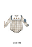 Teal cotton embroidery gingham ruffle bubble Aaria Tees