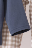 Teal cotton embroidery gingham pants set - Aaria Tees Aaria Tees