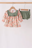 Green floral ruffle bloomer set Aaria Tees