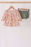 Green floral ruffle bloomer set Aaria Tees