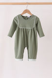 Green Solid Romper Aaria Tees