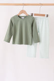 Green Gingham Pants Set Aaria Tees