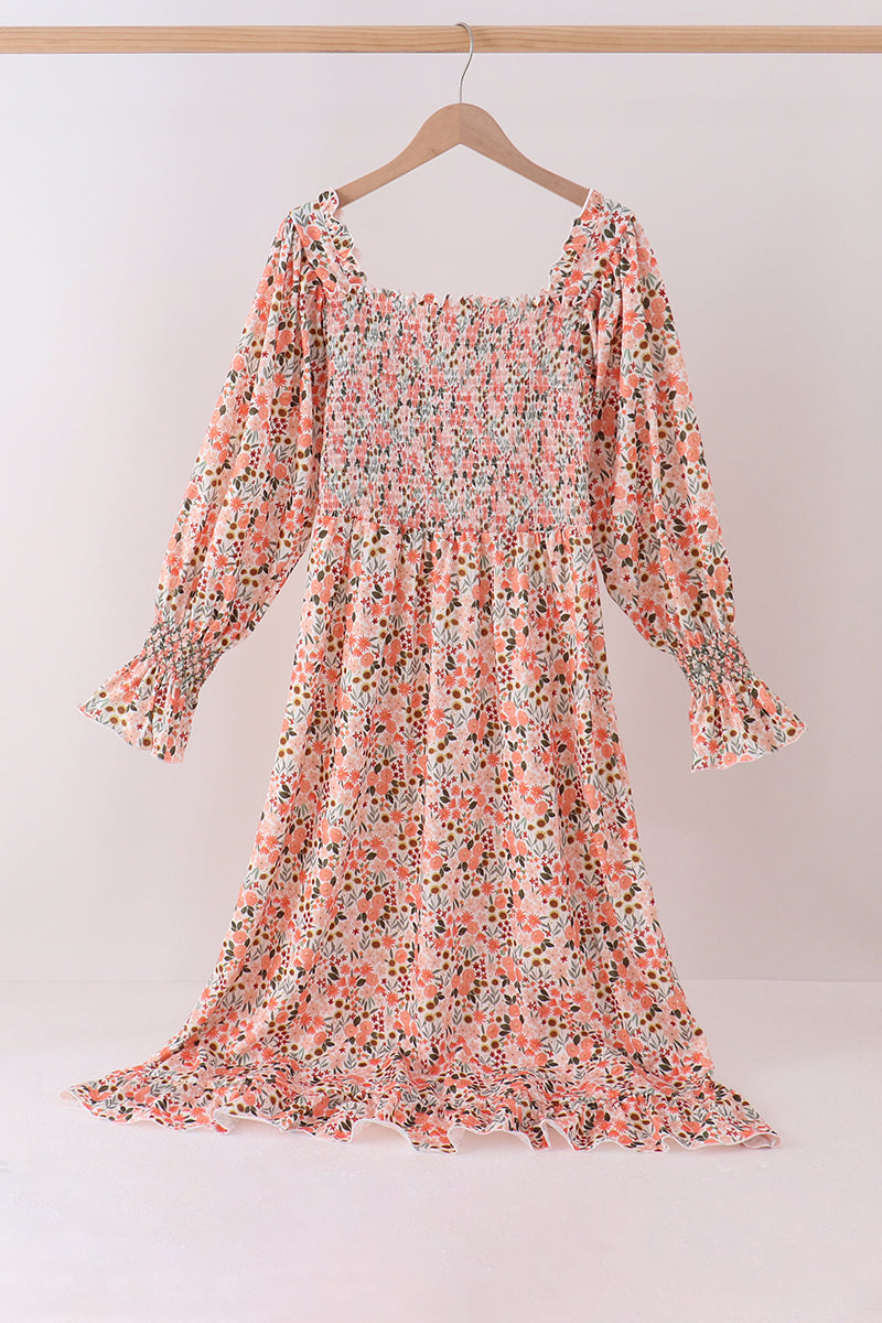 Floral smocked mom dress - Aaria Tees