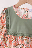 Green Floral Ruffle Pants Set Aaria Tees