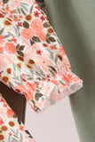 Green Floral Ruffle Pants Set Aaria Tees