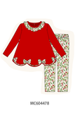 Red Bow Ruffle Pants Set Aaria Tees