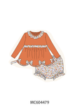 Orange floral ruffle bloomer set Aaria Tees