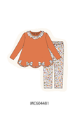 Orange floral ruffle pants set Aaria Tees
