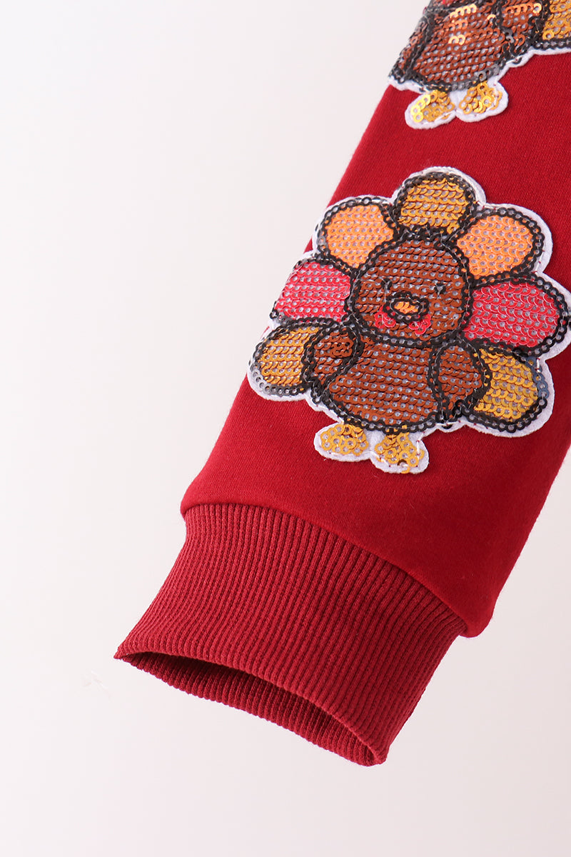 Rust turkey sequin mom&me top - Aaria Tees Aaria Tees