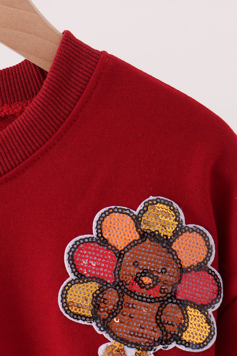 Rust turkey sequin mom&me top - Aaria Tees Aaria Tees