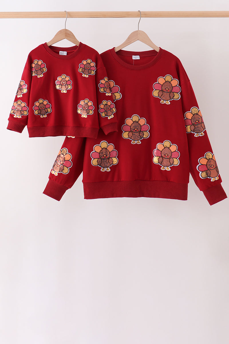 Rust turkey sequin mom&me top - Aaria Tees Aaria Tees