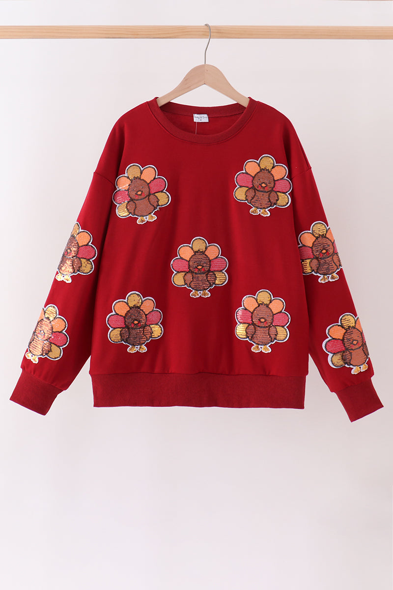 Rust turkey sequin mom&me top - Aaria Tees Aaria Tees