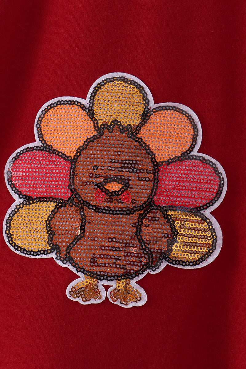 Rust turkey sequin mom&me top - Aaria Tees Aaria Tees