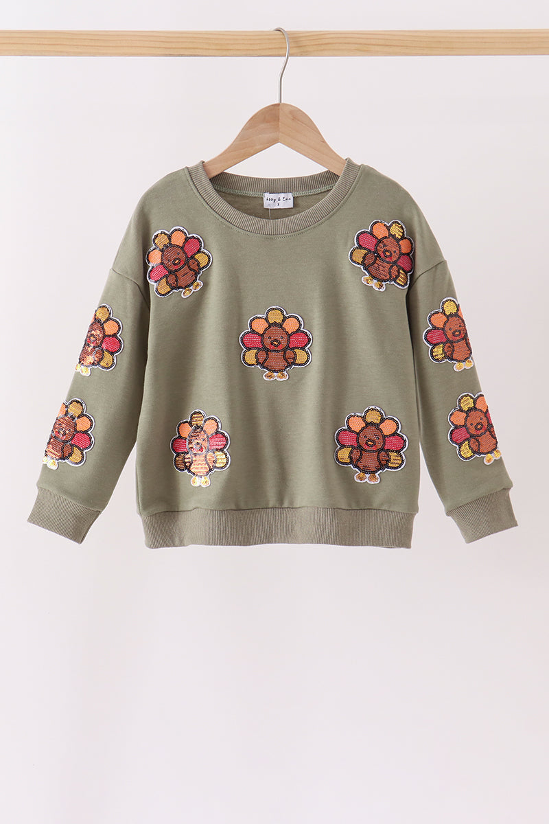 Green turkey sequin mom&me top - Aaria Tees Aaria Tees