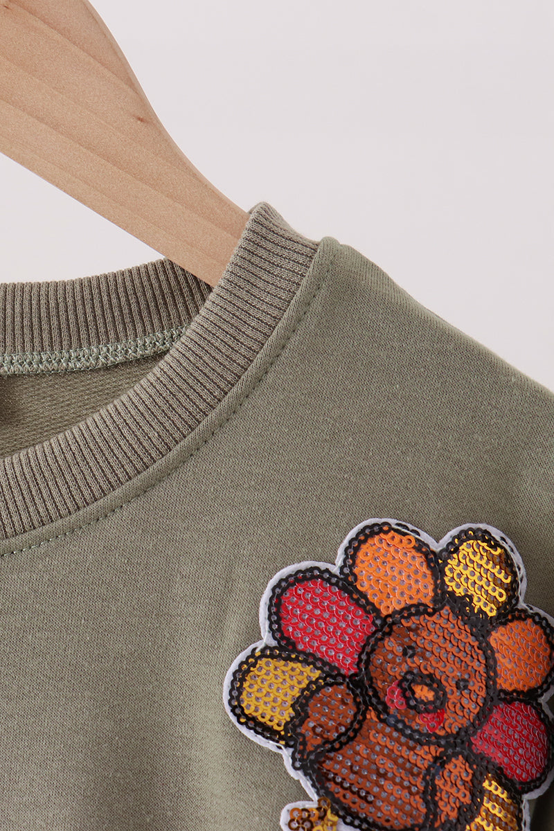 Green turkey sequin mom&me top - Aaria Tees Aaria Tees