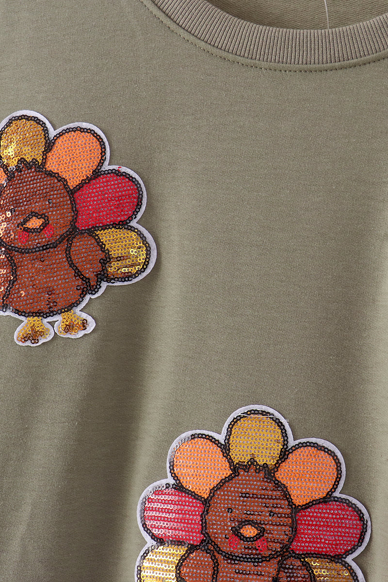 Green turkey sequin mom&me top - Aaria Tees Aaria Tees