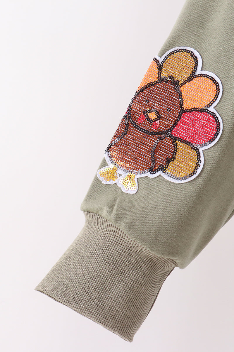 Green turkey sequin mom&me top - Aaria Tees Aaria Tees