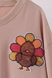 Khaki turkey sequin mom top - Aaria Tees Aaria Tees