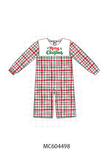 Green merry christmas embroidery plaid romper Aaria Tees