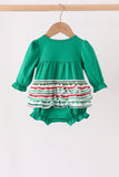 Green christmas tree bow applique ruffle bubble Aaria Tees