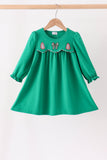 Green christmas tree bow applique dress Aaria Tees