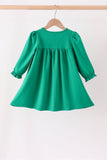 Green christmas tree bow applique dress Aaria Tees