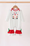 Red gingerbread house applique stripe ruffle romper Aaria Tees
