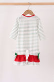 Red gingerbread house applique stripe ruffle romper Aaria Tees